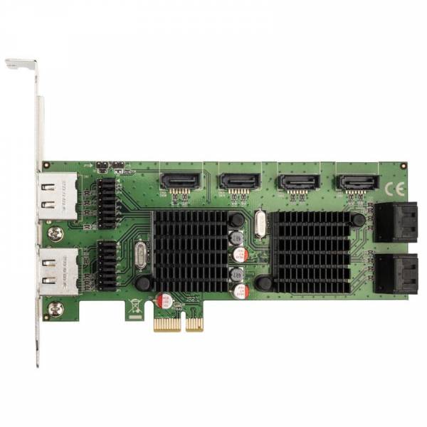 InLine Schnittstellenkarte, PCIe 2.0, 8x SATA 6Gb/s, 4x eSATA