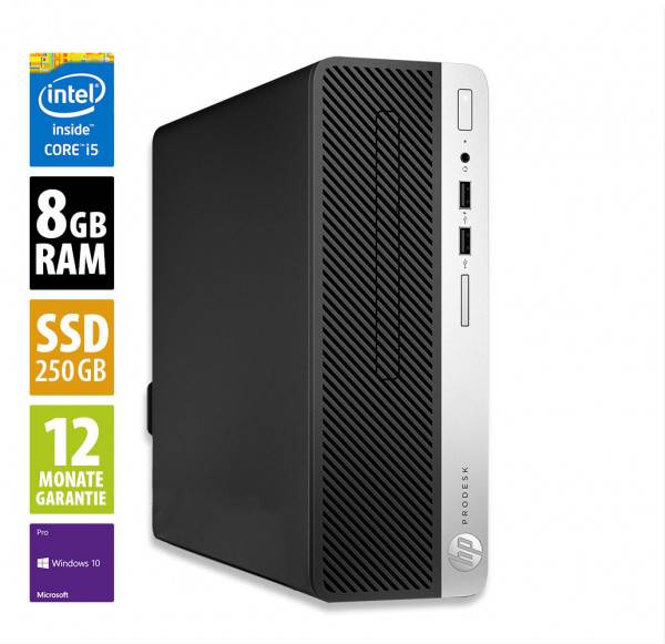 HP ProDesk 400 G6 SFF - Core i5-9500 @ 3,0 GHz - 8GB RAM - 250GB SSD - DVD-RW - Win10Pro