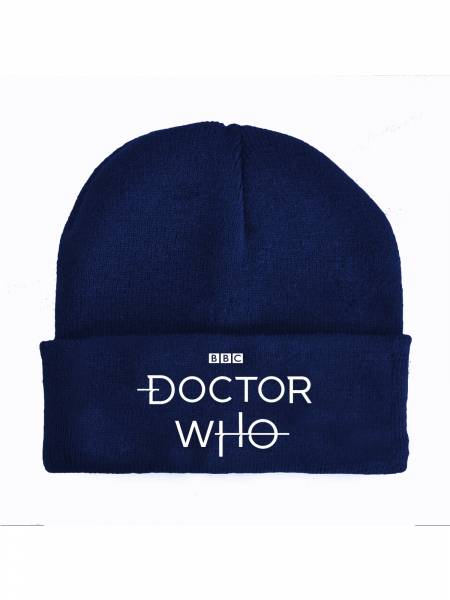 Doctor Who Logo Strickmütze blau