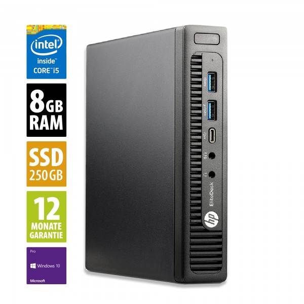 HP EliteDesk 800 G2 Mini - Core i5-6600T @ 2,7 GHz - 8GB RAM - 250GB SSD - Win10Pro