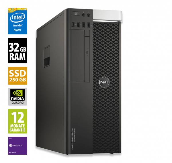 Dell Precision T5810 - Xeon E5-1620 v3 @ 3,5 GHz - 32GB RAM - 250GB SSD - DVD-ROM - Nvidia Quadro K4
