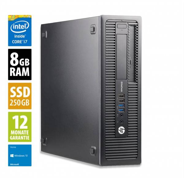 HP EliteDesk 800 G2 SFF - Core i7-6700 @ 3,4 GHz - 8GB RAM - 250GB SSD - DVD-RW - Win10Home