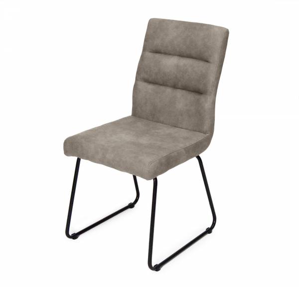 Stuhl in Grau - Beige mit Kufengestell 2er Set