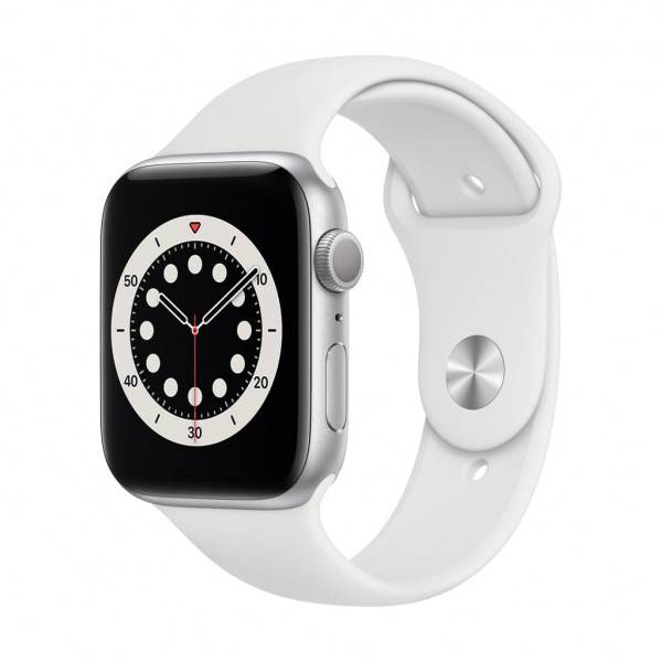 Apple Watch Series 6 (GPS) 44 mm - OLED - Touchscreen - 32 GB - Silber - Sportarmband weiß